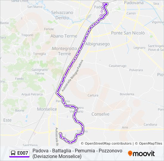 Percorso linea bus E007