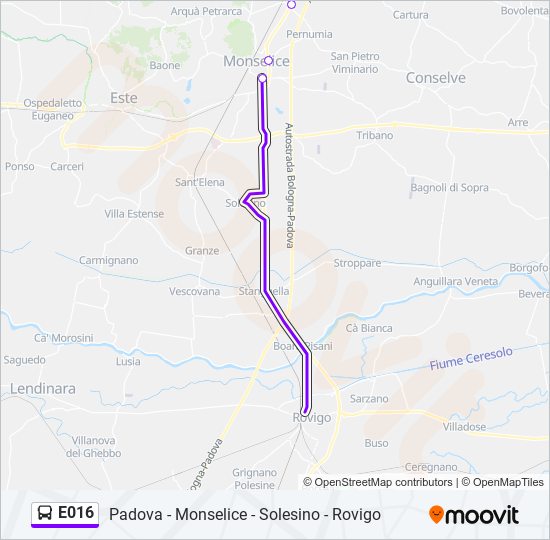 E016 bus Line Map