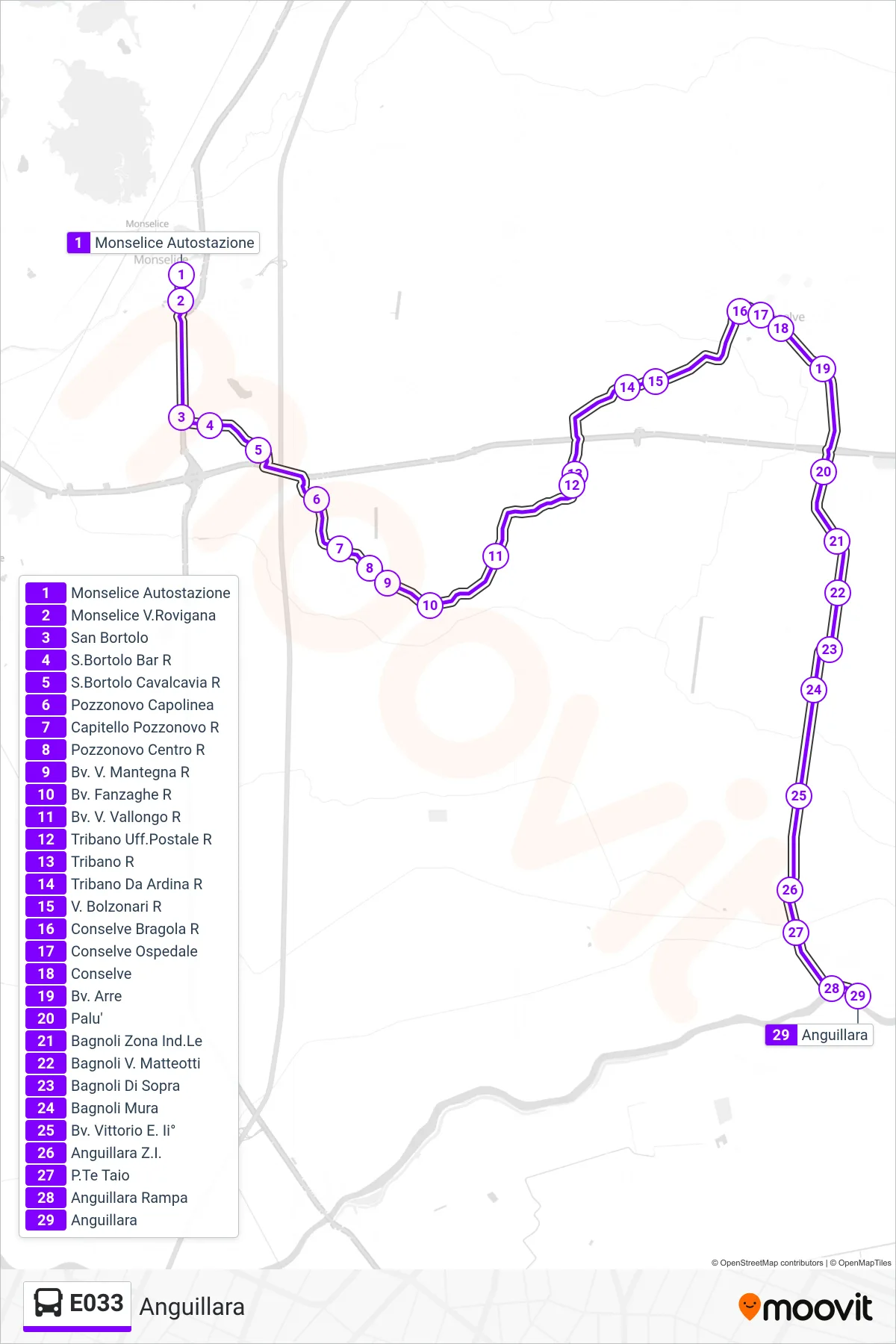 Linea E033 bus (Anguillara) - Percorsi e fermate sulla mappa