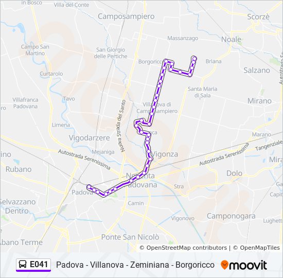 E041 bus Line Map