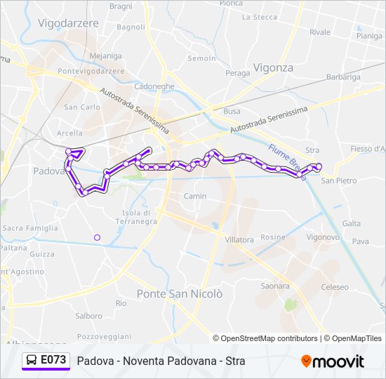 E073 bus Line Map