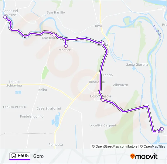 E605 Bus Line Map