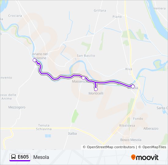 E605 bus Line Map