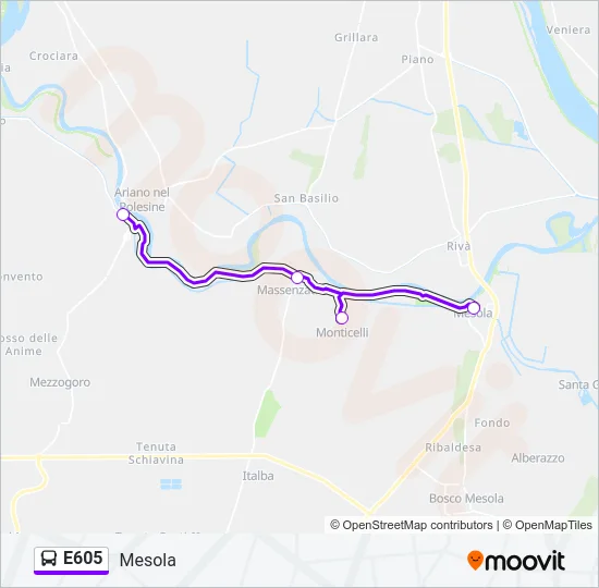E605 Bus Line Map