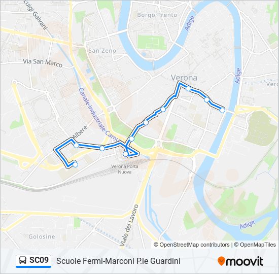 Percorso linea bus SC09