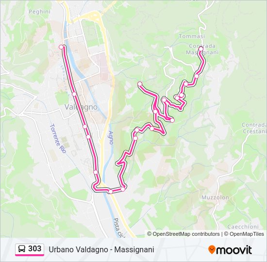 Percorso linea bus 303