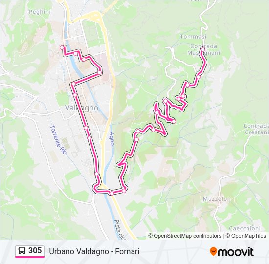 Percorso linea bus 305