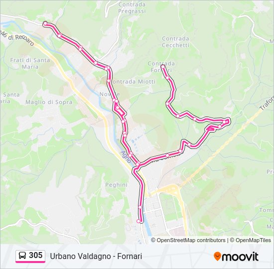 Percorso linea bus 305