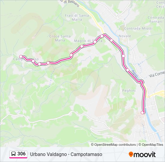 Percorso linea bus 306