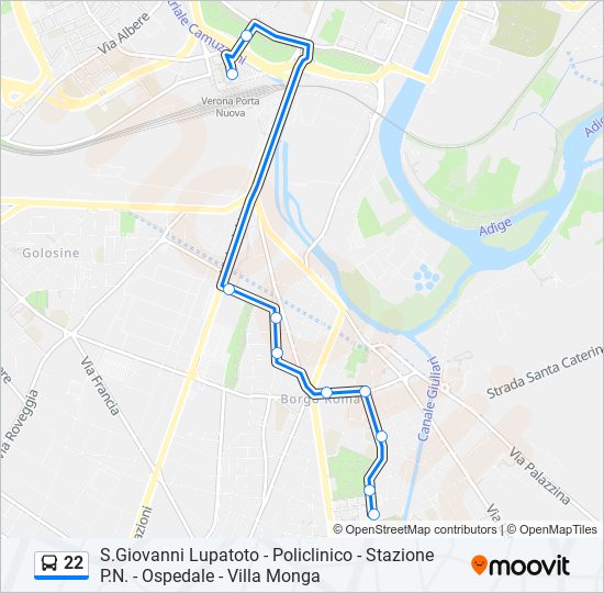 22 bus Line Map