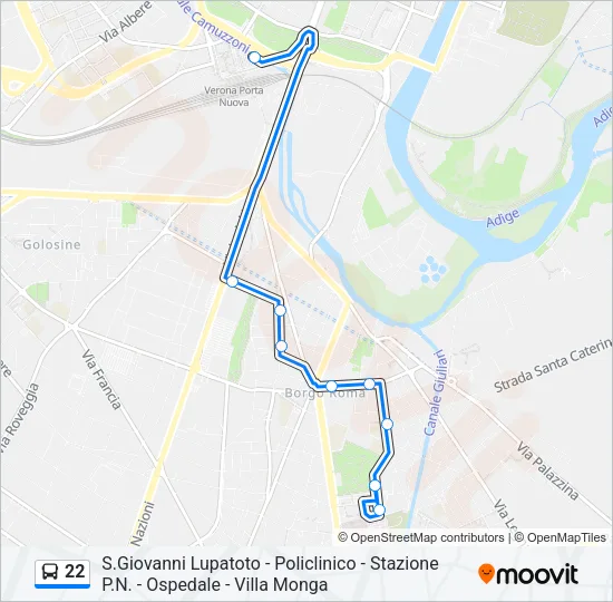 22 Bus Line Map