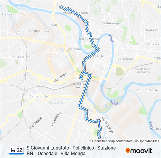 22 bus Line Map