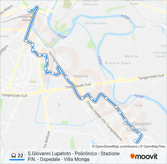 22 Bus Line Map