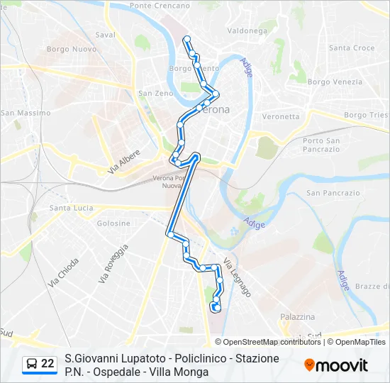 22 Bus Line Map