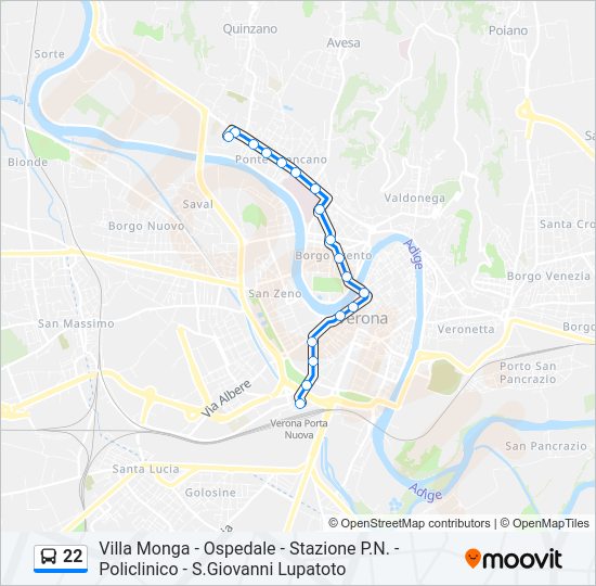 Percorso linea bus 22