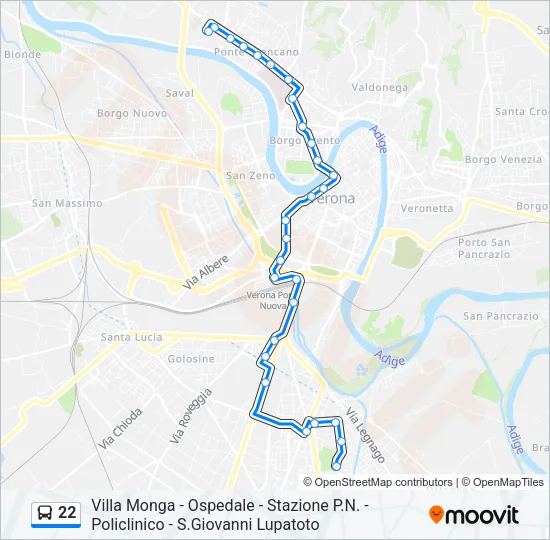 22 Bus Line Map
