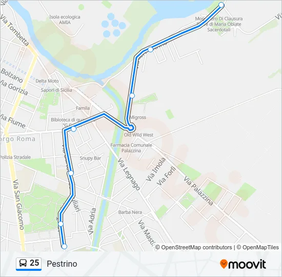 25 Bus Line Map