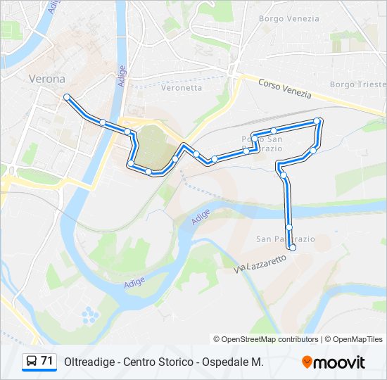 71 bus Line Map