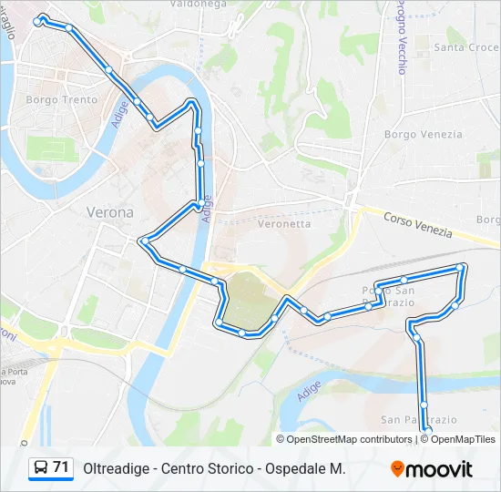 71 Bus Line Map