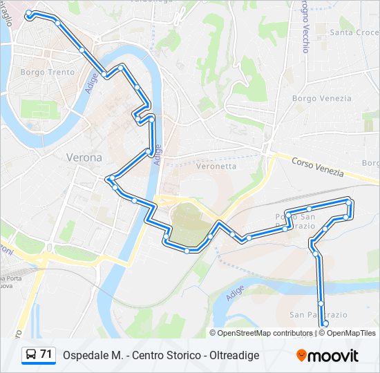 71 bus Line Map