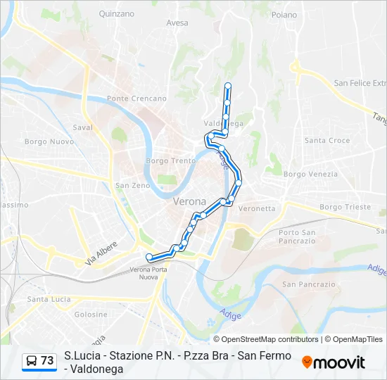 73 Bus Line Map