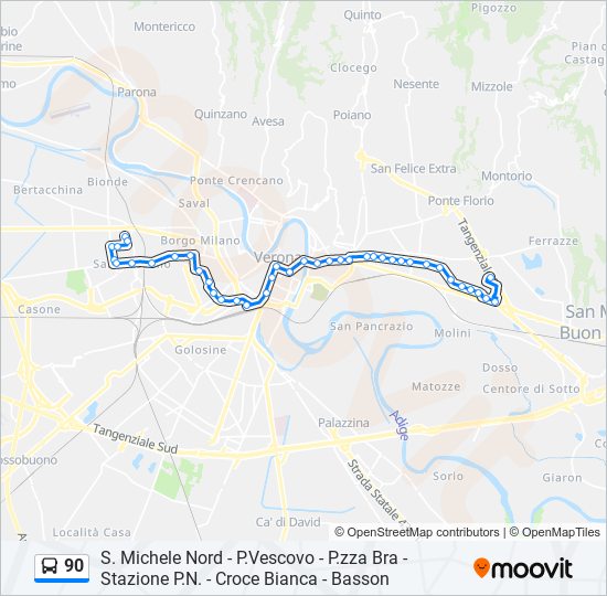 90 bus Line Map