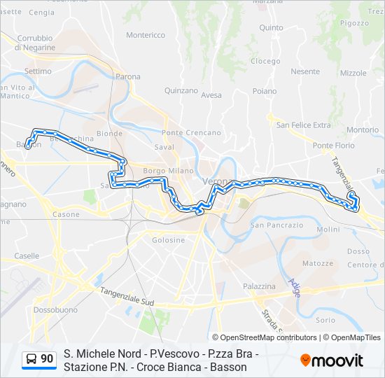 Percorso linea bus 90