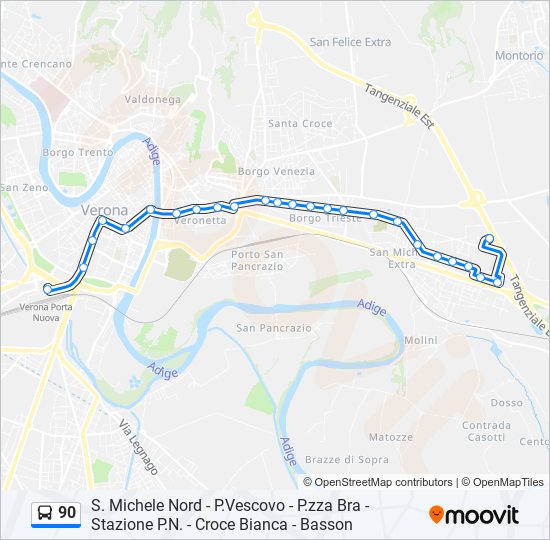 90 bus Line Map