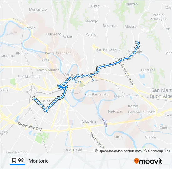 98 Bus Line Map