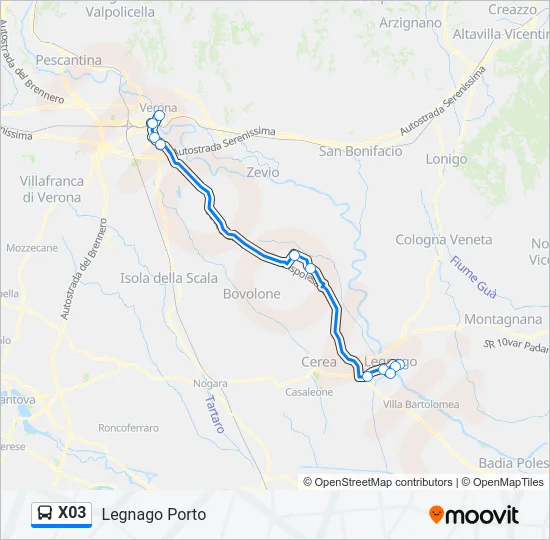X03 Bus Line Map