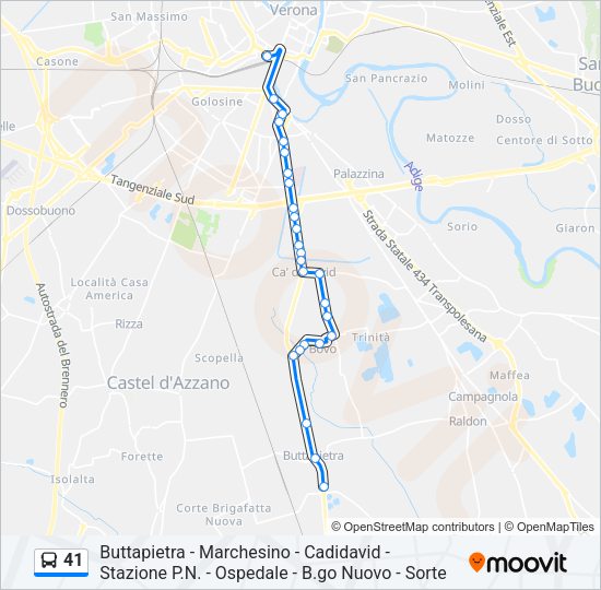 Percorso linea bus 41