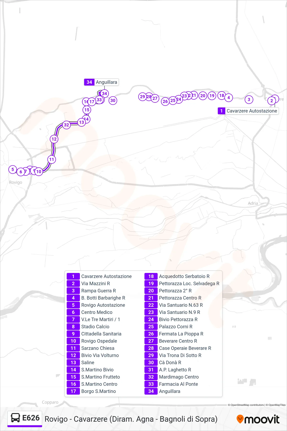 Linea E626 bus (Anguillara) - Percorsi e fermate sulla mappa