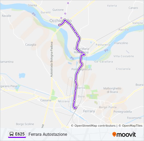 E625 bus Line Map