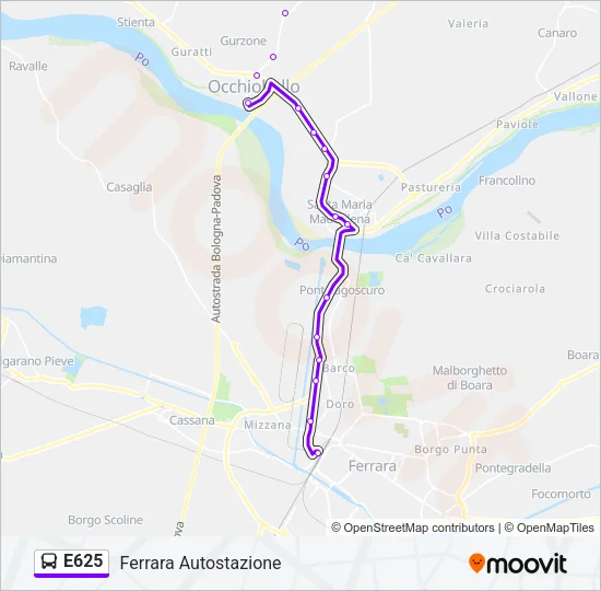 E625 Bus Line Map