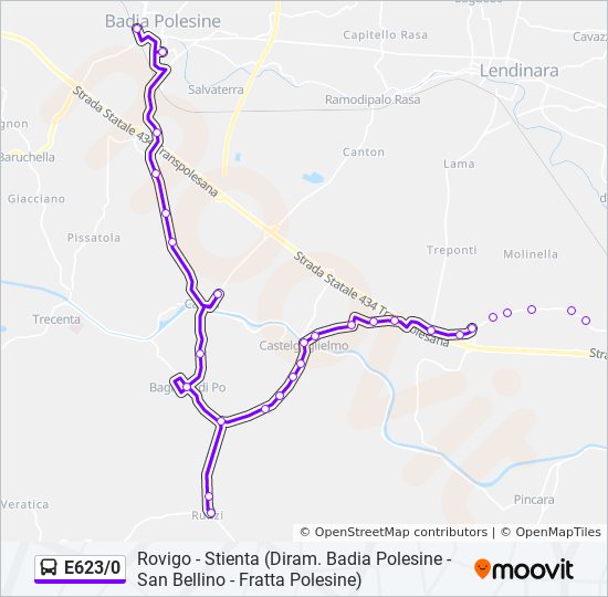 E623/0 bus Line Map