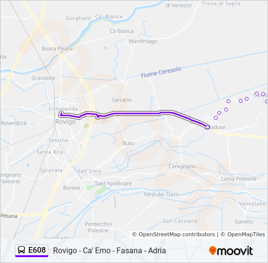 E608 bus Line Map