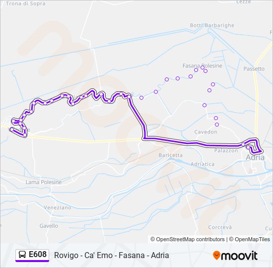 E608 bus Line Map