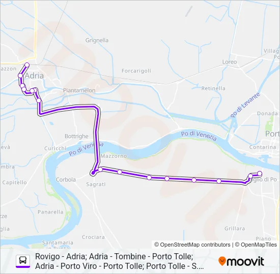 Percorso linea bus E601/0 - E603/1 - E601/1 - E603/0