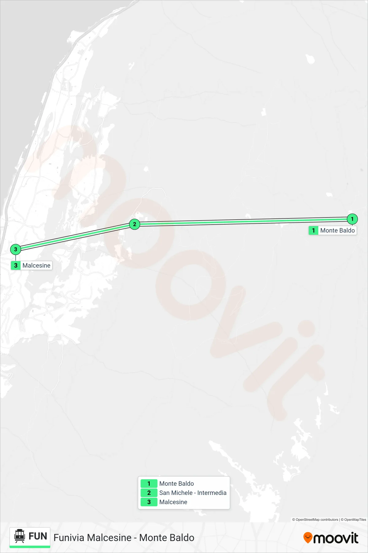 Linea FUN  funivia (Malcesine) - Percorsi e fermate sulla mappa
