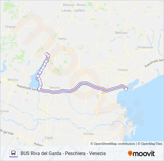 LAGO GARDA-VENEZIA bus Line Map