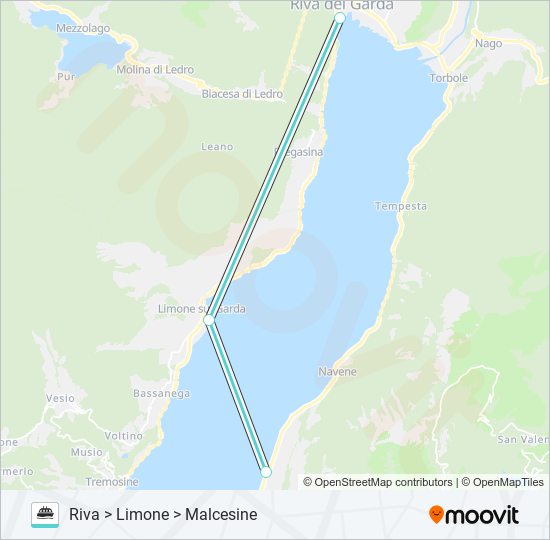 Percorso linea navigazione LIMONE-MALCESINE