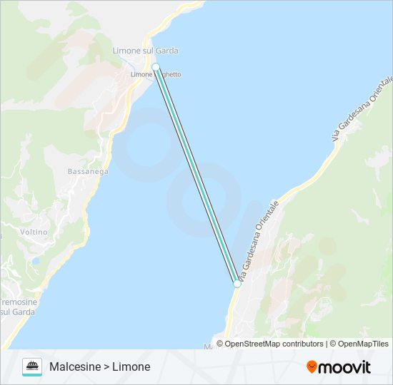 Percorso linea navigazione LIMONE-MALCESINE