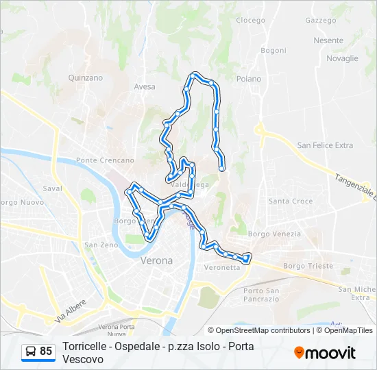 85 Bus Line Map