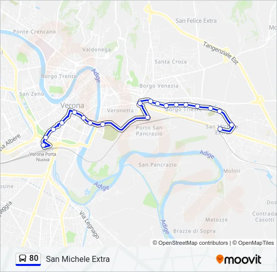 80 Bus Line Map