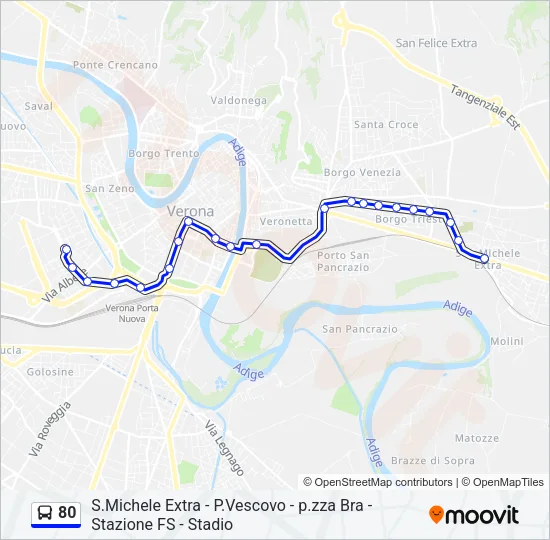 80 Bus Line Map