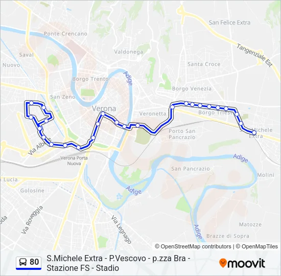 80 Bus Line Map