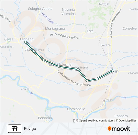 Percorso linea treno R