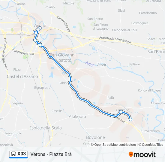 X03 Bus Line Map