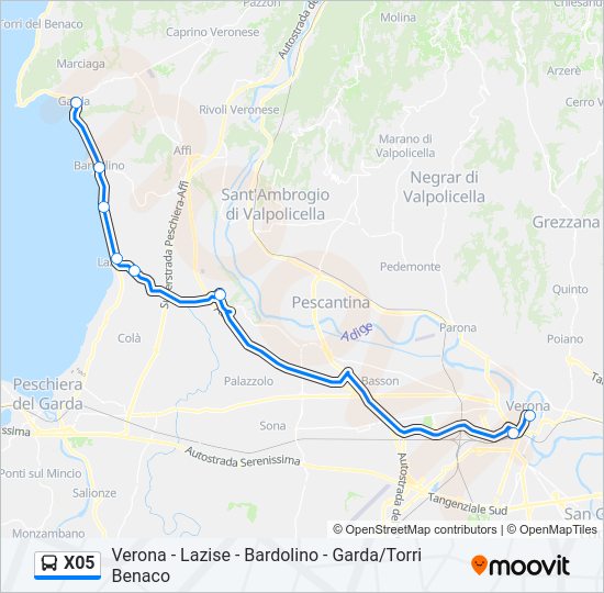 X05 Bus Line Map