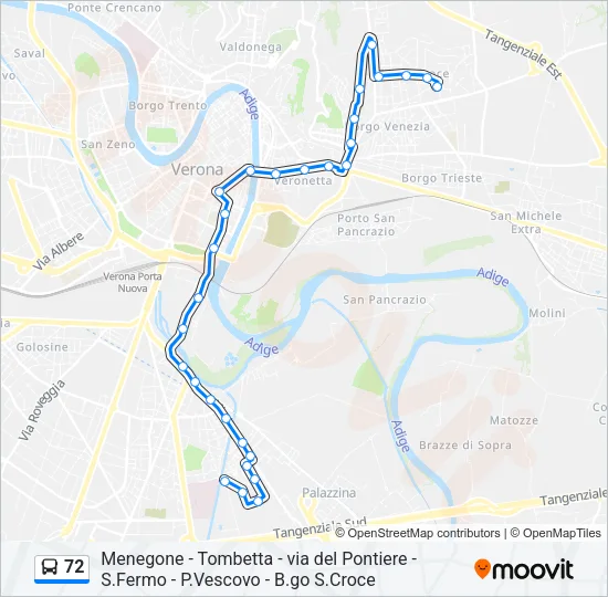 72 Bus Line Map